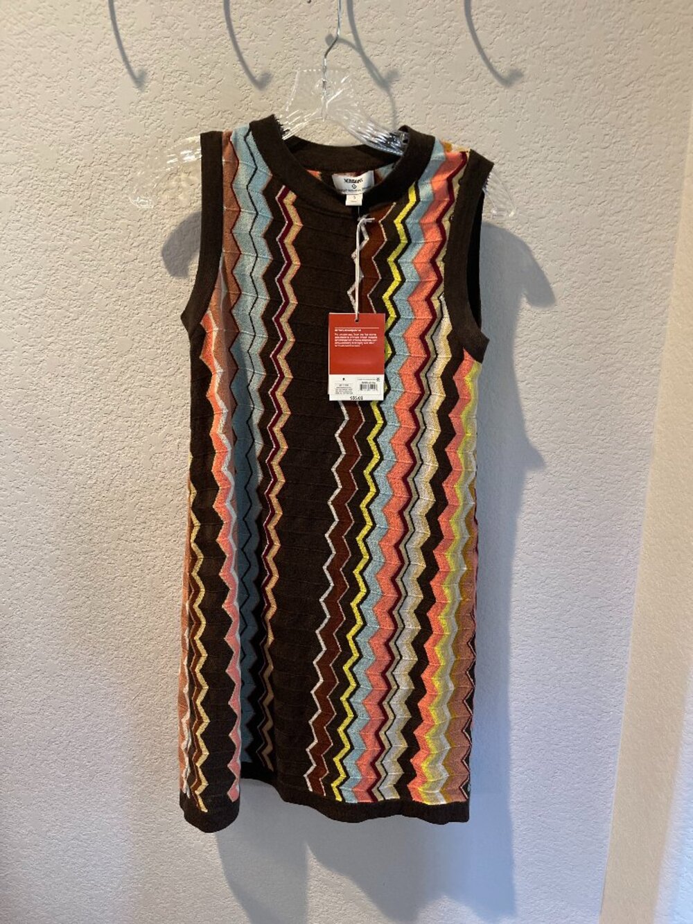 Missoni for Target Brown Zigzag Knit Mini Dress with Multicolor Stripes - NWT